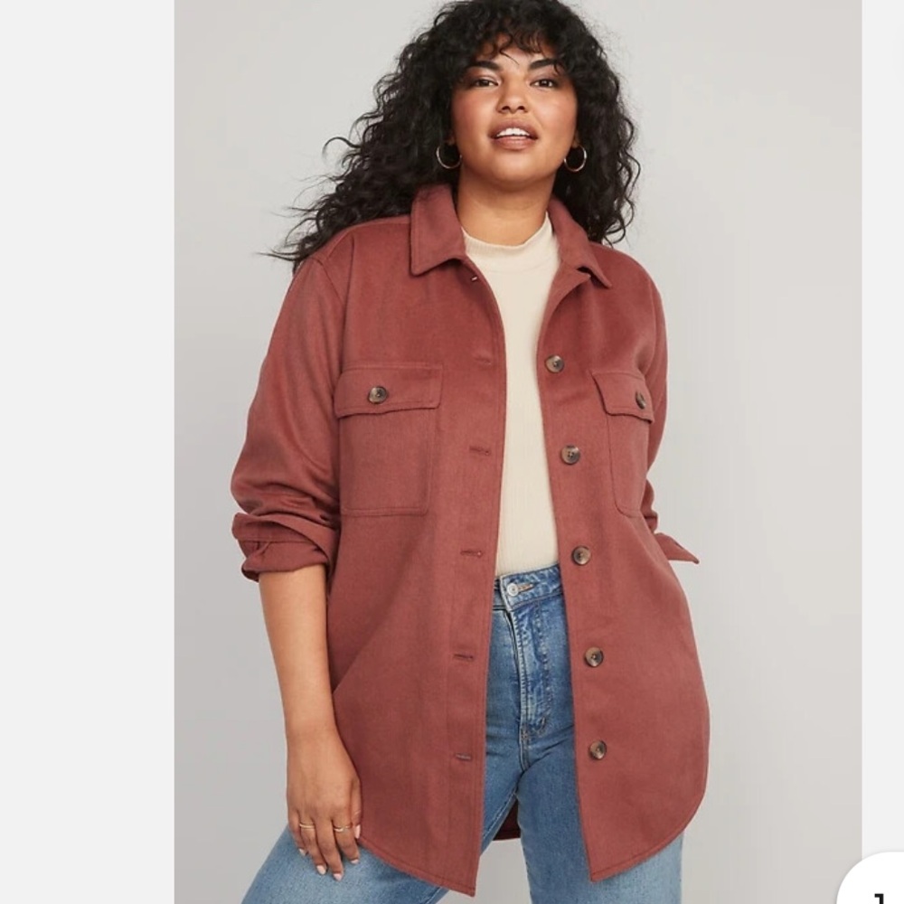 Old Navy Terracotta Button-Up Shirt Jacket